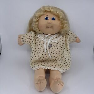 Vintage 1980s Cabbage Patch Kid Cornsilk Blonde Hair  Blue Eyes Single Tooth